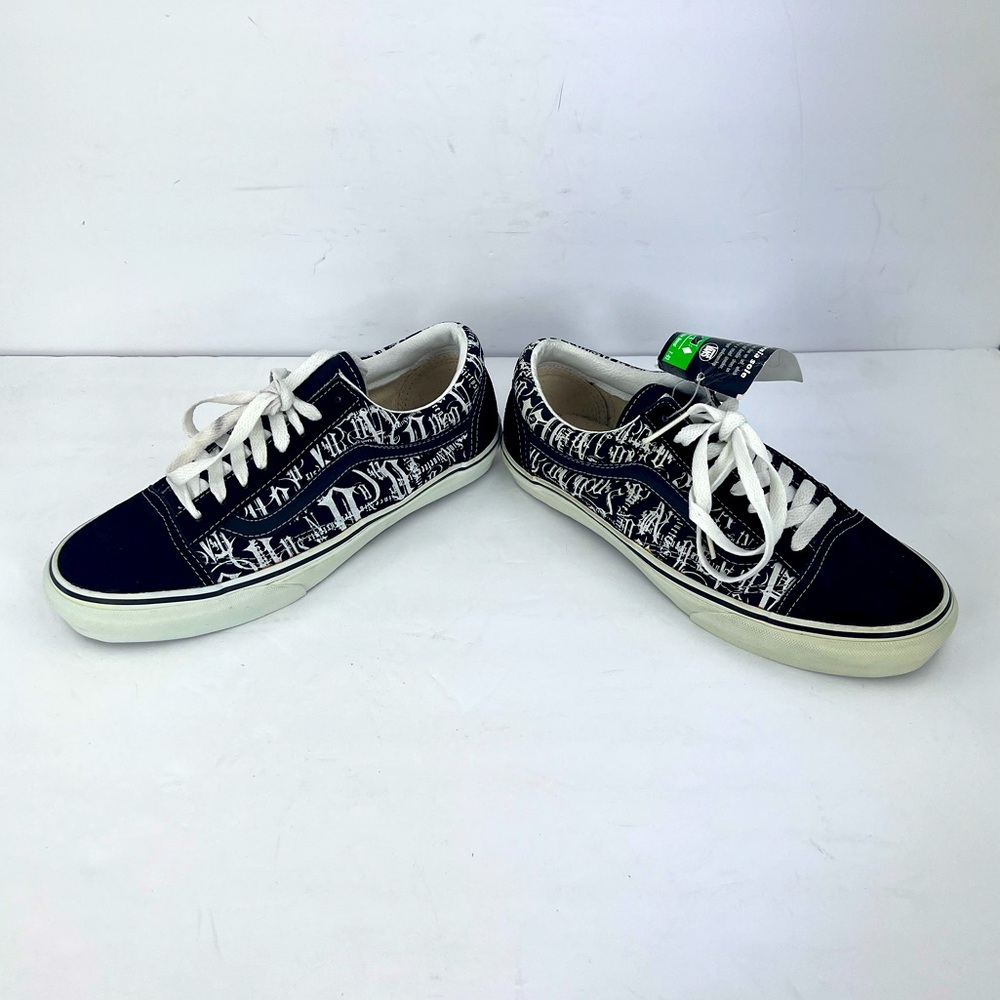 VANS OLD SKOOL LOW TOP NEWSPAPER WRITING COLOR BLOCK SHOES, MENS 8, WOMEN’S 9.5 - Picture 9 of 15